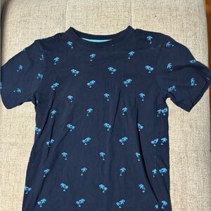 Free Planet Dark Blue Kids Tee with Light Blue Palm Print